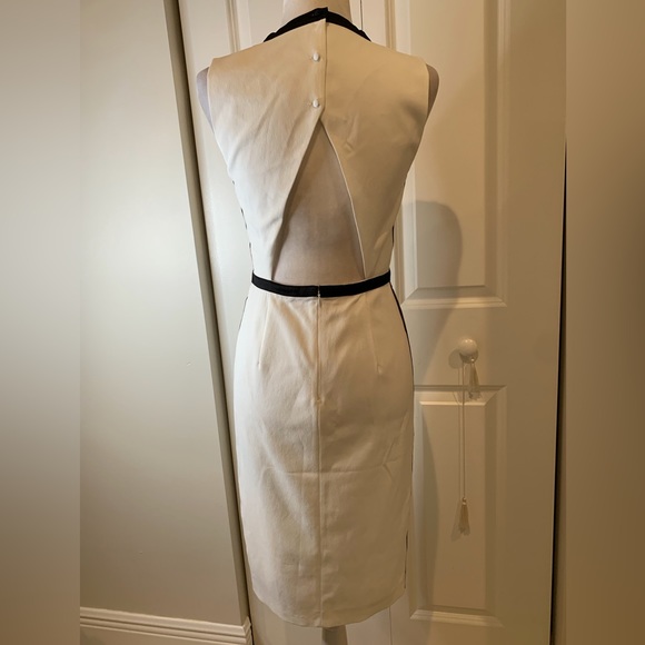 Pure Navy White & Black Plunging Neckline Midi Dress - Picture 4 of 5